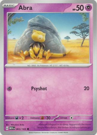 Card: Scarlet & Violet: 151 Singles, Abra - 063/165 - Common