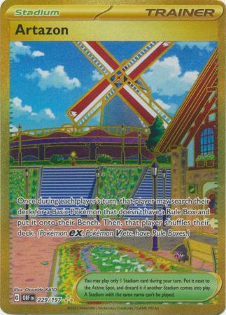 Card: Scarlet & Violet: Obsidian Flames Single, Artazon - 229/197 - Gold Secret Rare