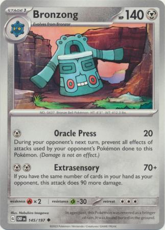Card: Scarlet & Violet: Obsidian Flames Single, Bronzong - 145/197 - Uncommon