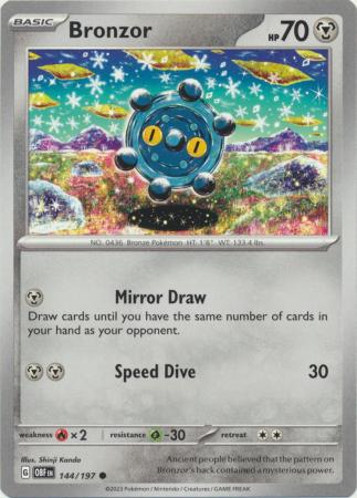 Card: Scarlet & Violet: Obsidian Flames Single, Bronzor - 144/197 - Common