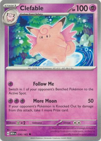 Card: Scarlet & Violet: 151 Singles, Clefable - 036/165 - Uncommon