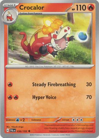 Card: Scarlet & Violet: Paldea Evolved Singles, Crocalor - 036/193 - Uncommon