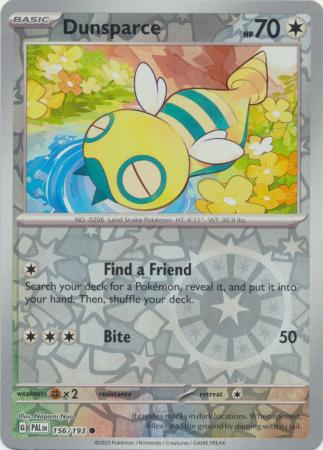 Card: Scarlet & Violet: Paldea Evolved Singles, Dunsparce - 156/193 - Common Reverse Holo