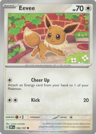 Card: Scarlet & Violet: Obsidian Flames Single, Eevee - 166/197 - Common