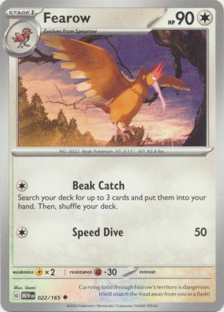 Card: Scarlet & Violet: 151 Singles, Fearow - 022/165 - Uncommon