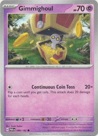 Card: Scarlet & Violet: Paradox Rift Singles, Gimmighoul - 088/182 - Common