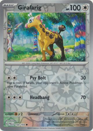 Card: Scarlet & Violet: Paldea Evolved Singles, Girafarig - 154/193 - Common Reverse Holo