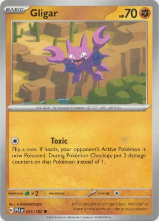 Card: Scarlet & Violet: Paradox Rift Singles, Gligar - 091/182 - Common