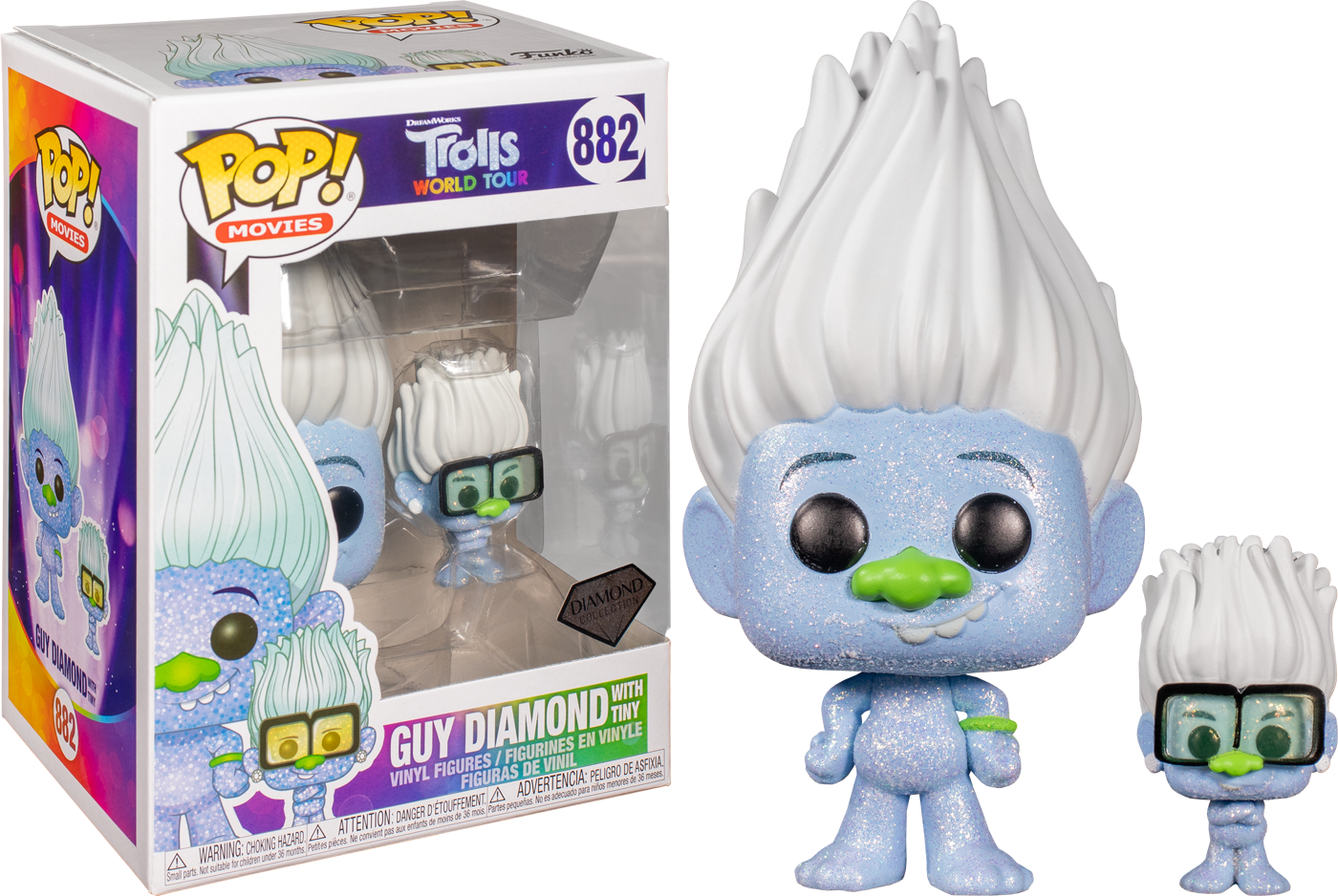 Funko Pop! Movies: Trolls World Tour, Guy Diamond Whit Tiny 882