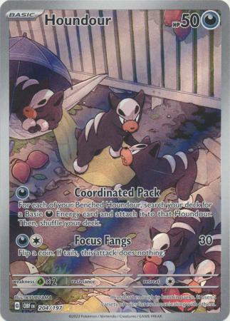 Card: Scarlet & Violet: Obsidian Flames Single, Houndour - 204/197 - Illustration Rare