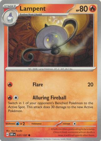 Card: Scarlet & Violet: Obsidian Flames Single, Lampent - 037/197 - Common
