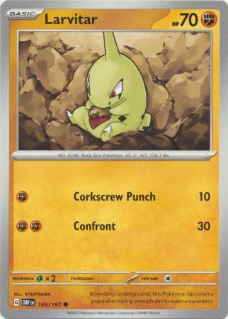 Card: Scarlet & Violet: Obsidian Flames Single, Larvitar - 105/197 - Common