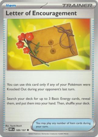 Card: Scarlet & Violet: Obsidian Flames Single, Letter of Encouragement - 189/197 - Uncommon