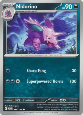 Card: Scarlet & Violet: 151 Singles, Nidorino - 033/165 - Uncommon