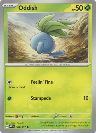 Card: Scarlet & Violet: Obsidian Flames Single, Oddish - 001/197 - Common