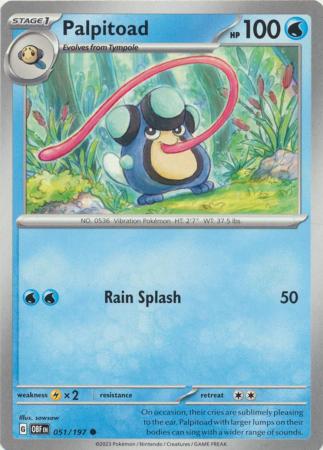 Card: Scarlet & Violet: Obsidian Flames Single, Palpitoad - 051/197 - Common
