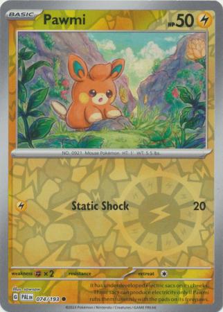 Card: Scarlet & Violet: Paldea Evolved Singles, Pawmi - 074/193 - Common Reverse Holo