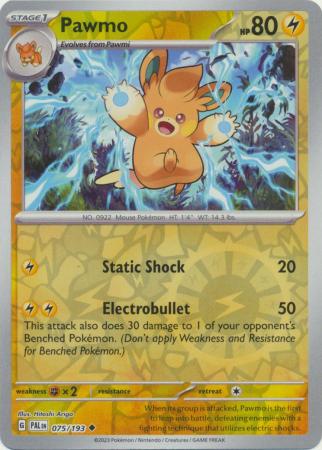 Card: Scarlet & Violet: Paldea Evolved Singles, Pawmo - 075/193 - Uncommon Reverse Holo