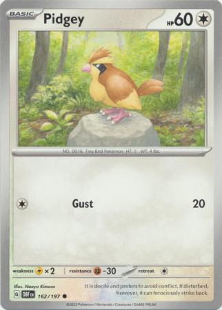Card: Scarlet & Violet: Obsidian Flames Single, Pidgey - 162/197 - Common