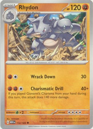 Card: Scarlet & Violet: 151 Singles, Rhydon - 112/165 - Uncommon