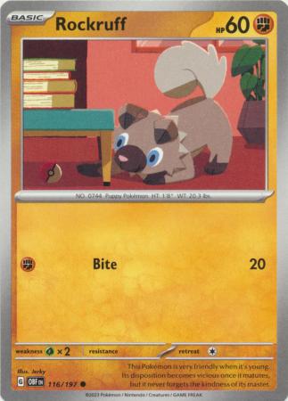 Card: Scarlet & Violet: Obsidian Flames Single, Rockruff - 116/197 - Common