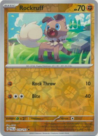 Card: Scarlet & Violet: Paldea Evolved Singles, Rockruff - 116/193 - Common Reverse Holo