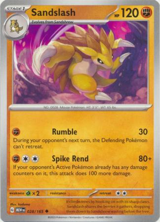 Card: Scarlet & Violet: 151 Singles, Sandslash - 028/165 - Uncommon