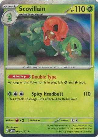 Card: Scarlet & Violet: Obsidian Flames Single, Scovillain - 025/197 - Holo Rare