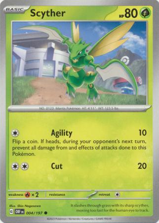 Card: Scarlet & Violet: Obsidian Flames Single, Scyther - 004/197 - Common