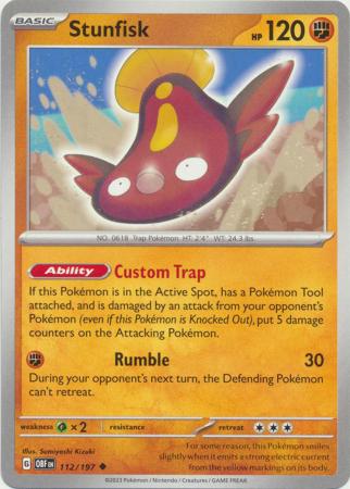 Card: Scarlet & Violet: Obsidian Flames Single, Stunfisk - 112/197 - Uncommon
