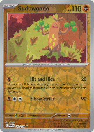 Card: Scarlet & Violet: Paldea Evolved Singles, Sudowoodo - 109/193 - Uncommon Reverse Holo