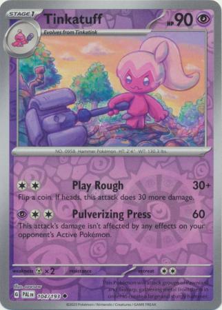 Card: Scarlet & Violet: Paldea Evolved Singles, Tinkatuff - 104/193 - Uncommon Reverse Holo