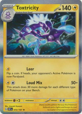 Card: Scarlet & Violet: Obsidian Flames Single, Toxtricity - 072/197 - Holo Rare