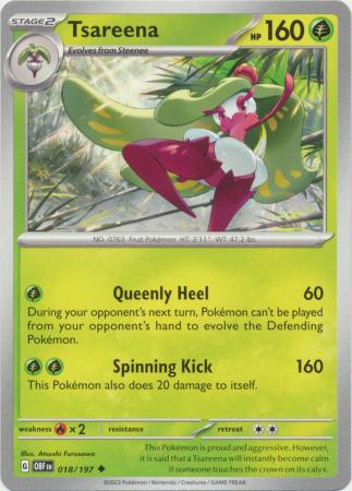 Card: Scarlet & Violet: Obsidian Flames Single, Tsareena - 018/197 - Uncommon