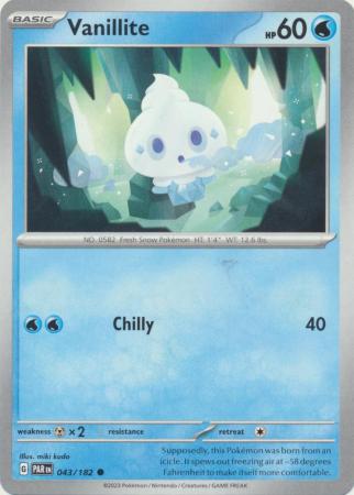 Card: Scarlet & Violet: Paradox Rift Singles, Vanillite - 043/182 - Common