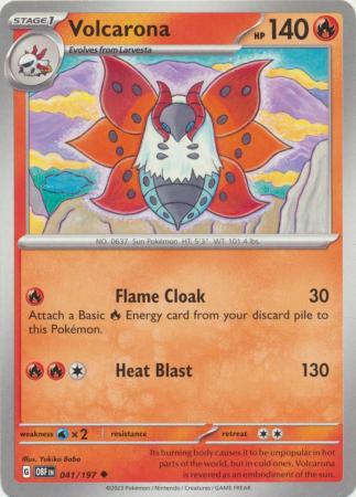 Card: Scarlet & Violet: Obsidian Flames Single, Volcarona - 041/197 - Uncommon