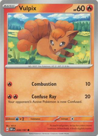Card: Scarlet & Violet: Obsidian Flames Single, Vulpix - 028/197 - Common