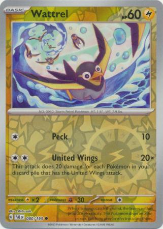 Card: Scarlet & Violet: Paldea Evolved Singles, Wattrel - 080/193 - Common Reverse Holo