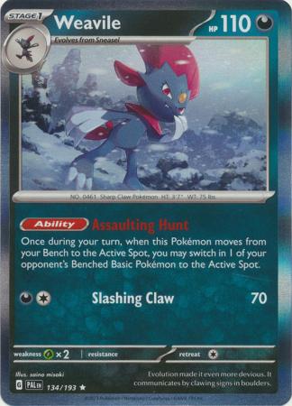 Card: Scarlet & Violet: Paldea Evolved Singles, Weavile - 134/193 - Holo Rare