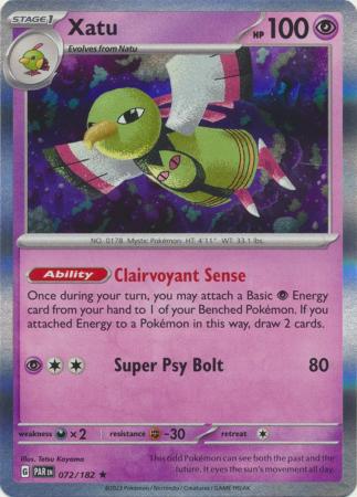 Card: Scarlet & Violet: Paradox Rift Singles, Xatu - 072/182 - Holo Rare