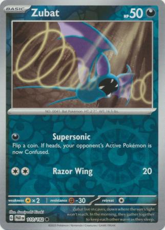 Card: Scarlet & Violet: Paradox Rift Singles, Zubat - 110/182 - Common Reverse Holo