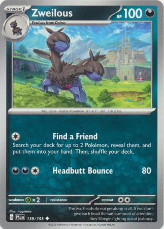 Card: Scarlet & Violet: Paldea Evolved Singles, Zweilous - 139/193 - Uncommon