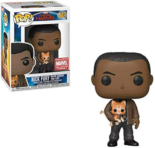 Funko Pop! Marvel: Captain Marvel, Nick Fury With Goose The Cat 447
