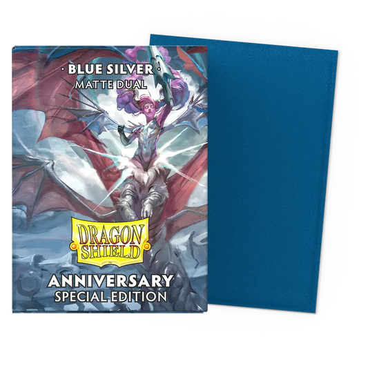 Dragon Shield Standar: Matte Dual Sleeves, Blue Silver Anniversary Special Edition