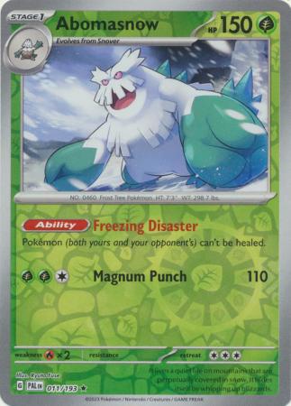 Card: Scarlet & Violet: Paldea Evolved Singles, Abomasnow - 011/193 - Holo Rare Reverse Holo