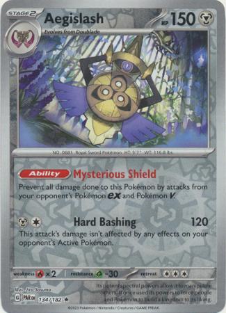 Card: Scarlet & Violet: Paradox Rift Singles, Aegislash - 134/182 - Holo Rare Reverse Holo