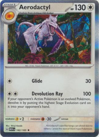 Card: Scarlet & Violet: 151 Singles, Aerodactyl - 142/165 - Holo Rare