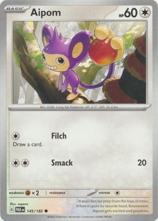 Card: Scarlet & Violet: Paradox Rift Singles, Aipom - 145/182 - Common