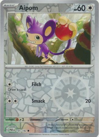 Card: Scarlet & Violet: Paradox Rift Singles, Aipom - 145/182 - Common Reverse Holo