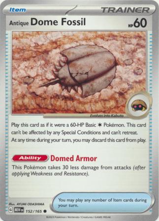Card: Scarlet & Violet: 151 Singles, Antique Dome Fossil - 152/165 - Common